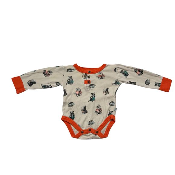 FINN + EMMA Dressed Raccoons Long Sleeve Bodysuit Outfit Size 3-6 Months Organic - Picture 3 of 7